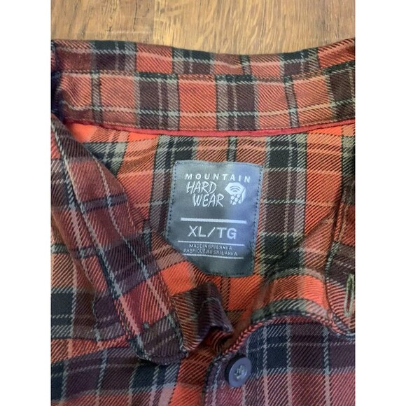 Mountain Hardwear Shirt Mens Size XL Red Long Sleeve Plaid Flannel Logger - Picture 2 of 6